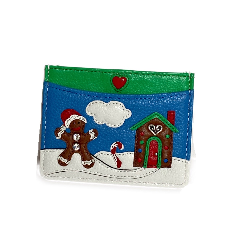 NWT Brighton Gingerbread House Leather Card Case